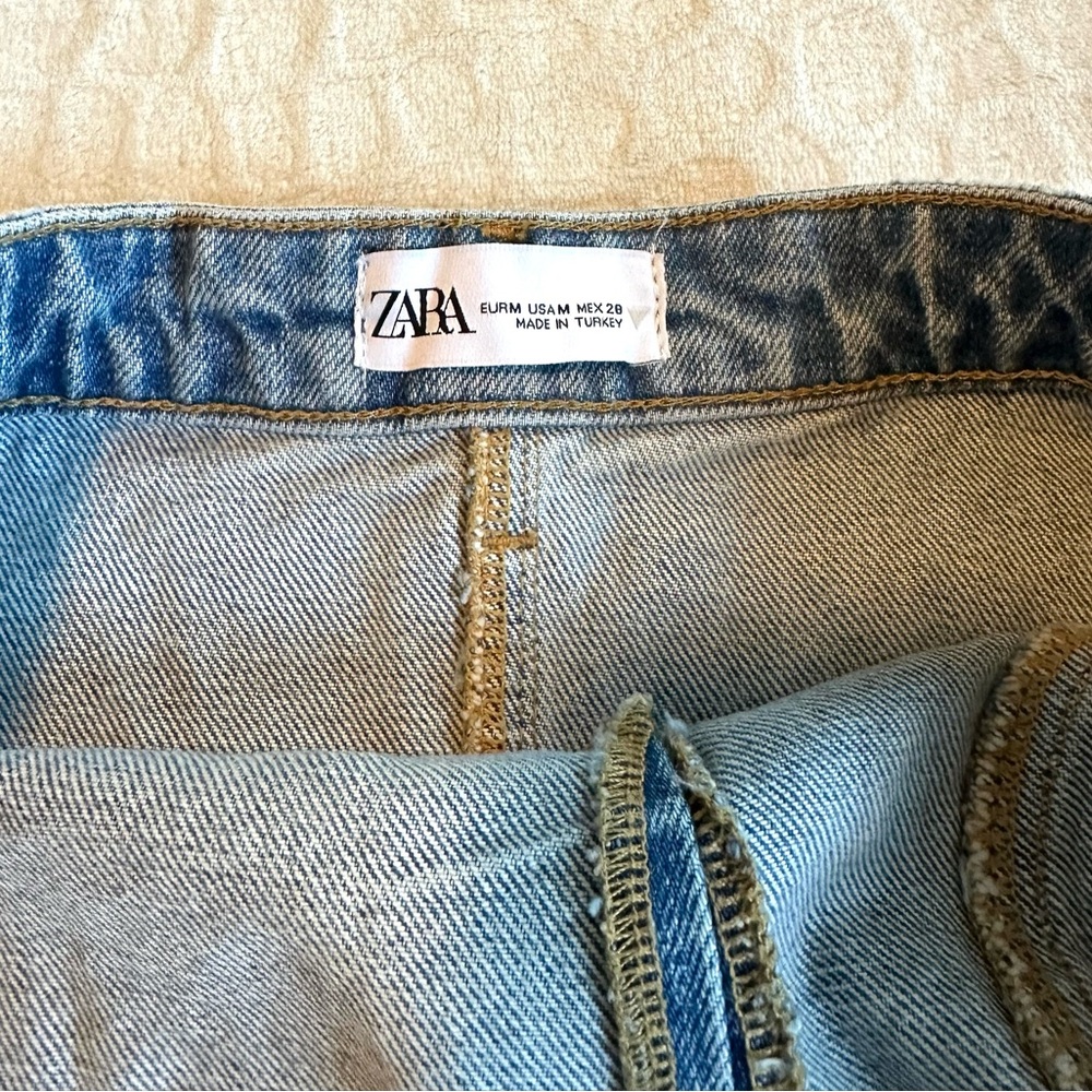 Zara Light Blue Strapless Denim Mini Dress - Picture 5 of 11
